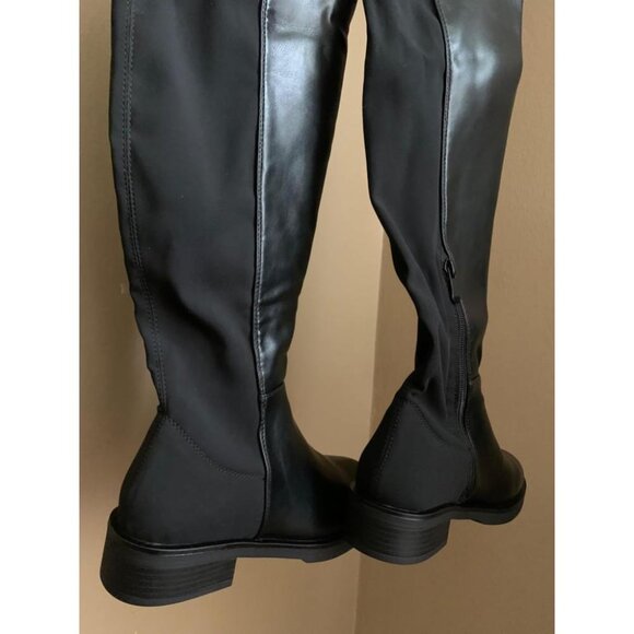 🆕Women Black-pu Knee High Comfortable Thigh High Daily Low Flat Heel Long Boot - Picture 2 of 10